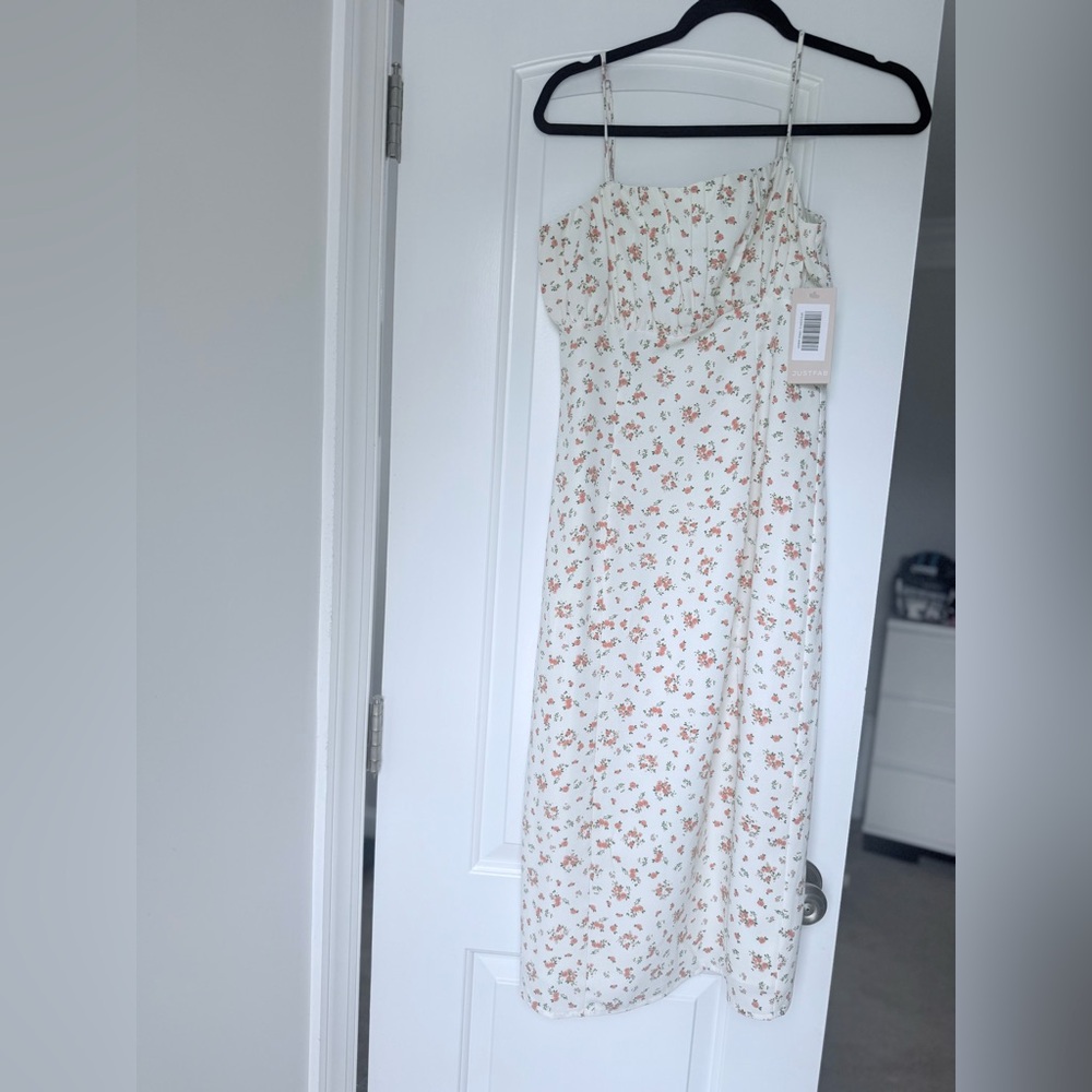 JustFab White and Red Spaghetti Strap Sundress